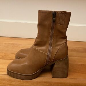 Faux Leather Chunky Heel Bootie